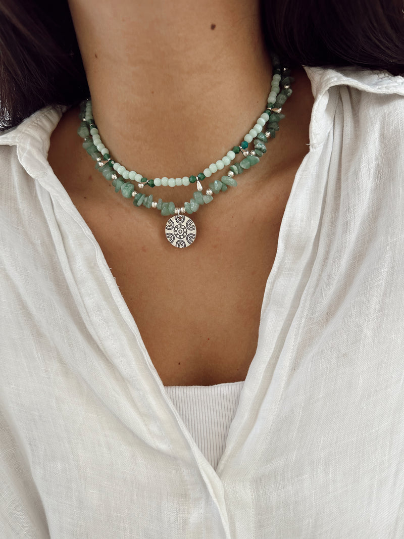 Collar Verde Agua Doble