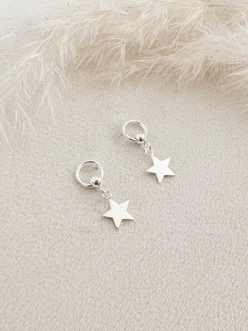 Aro Plata Argolla Estrella 03