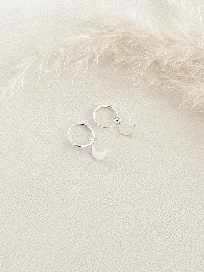 Aro Plata Luna colgante 26