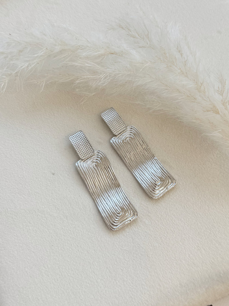 Aros Rectangulo Plateado