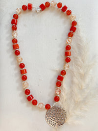 Collar Naranja Plateado