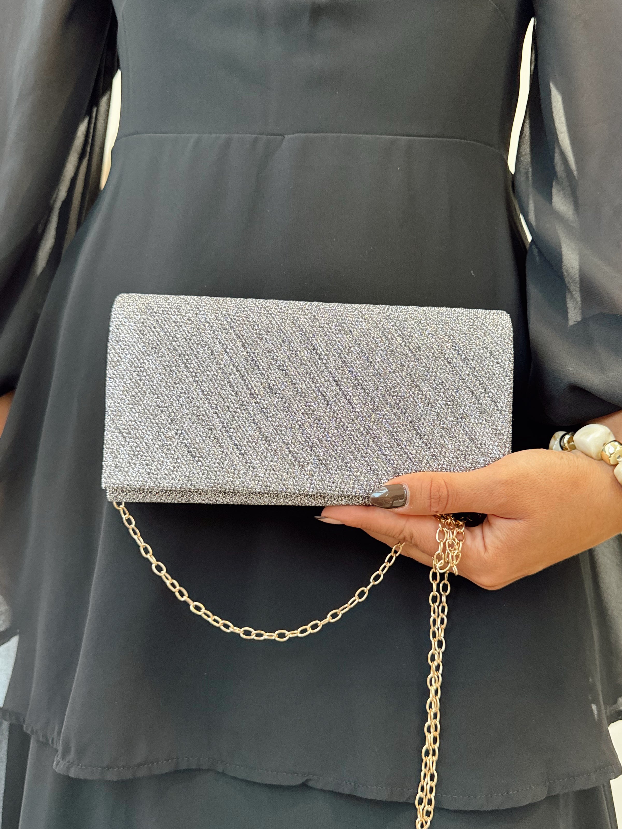 Cartera Fiesta Lineas Plateada