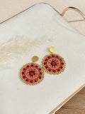 Aros Mostacilla Dorado Fucsia