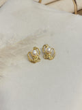 Aros Dorado Espiral Perla