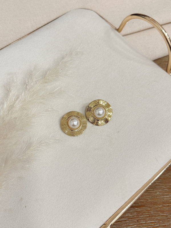 Aros Dorado Circular de Perla