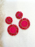 Aros Mostacilla Fucsia Dorado