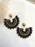 Aros Mostacilla Negro Dorado