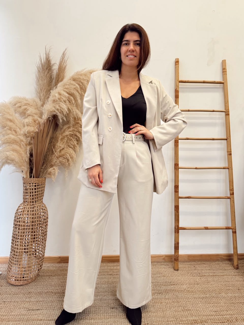 Pantalon Tela Con Pinzas