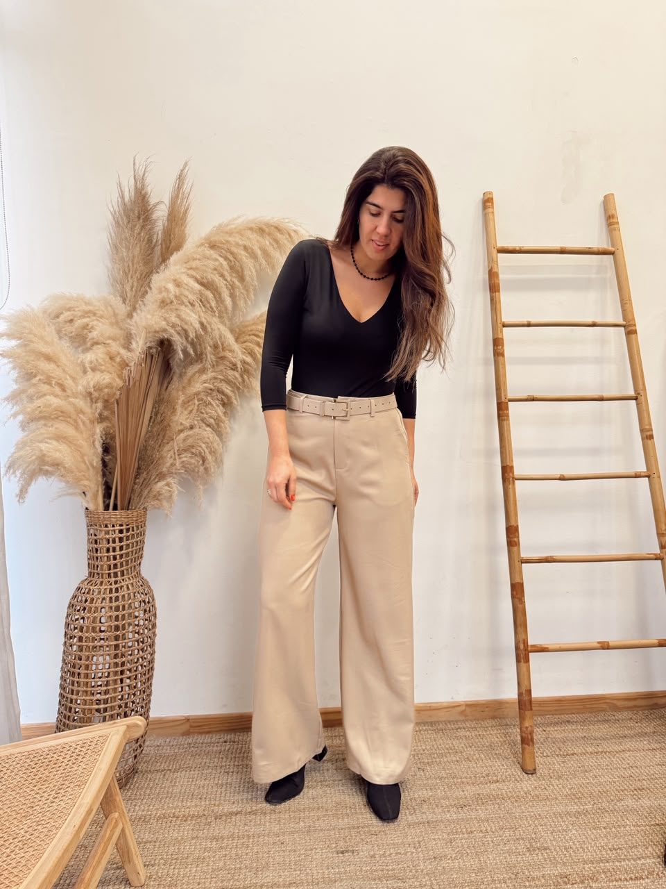 Pantalon Tela Con Bolsillos