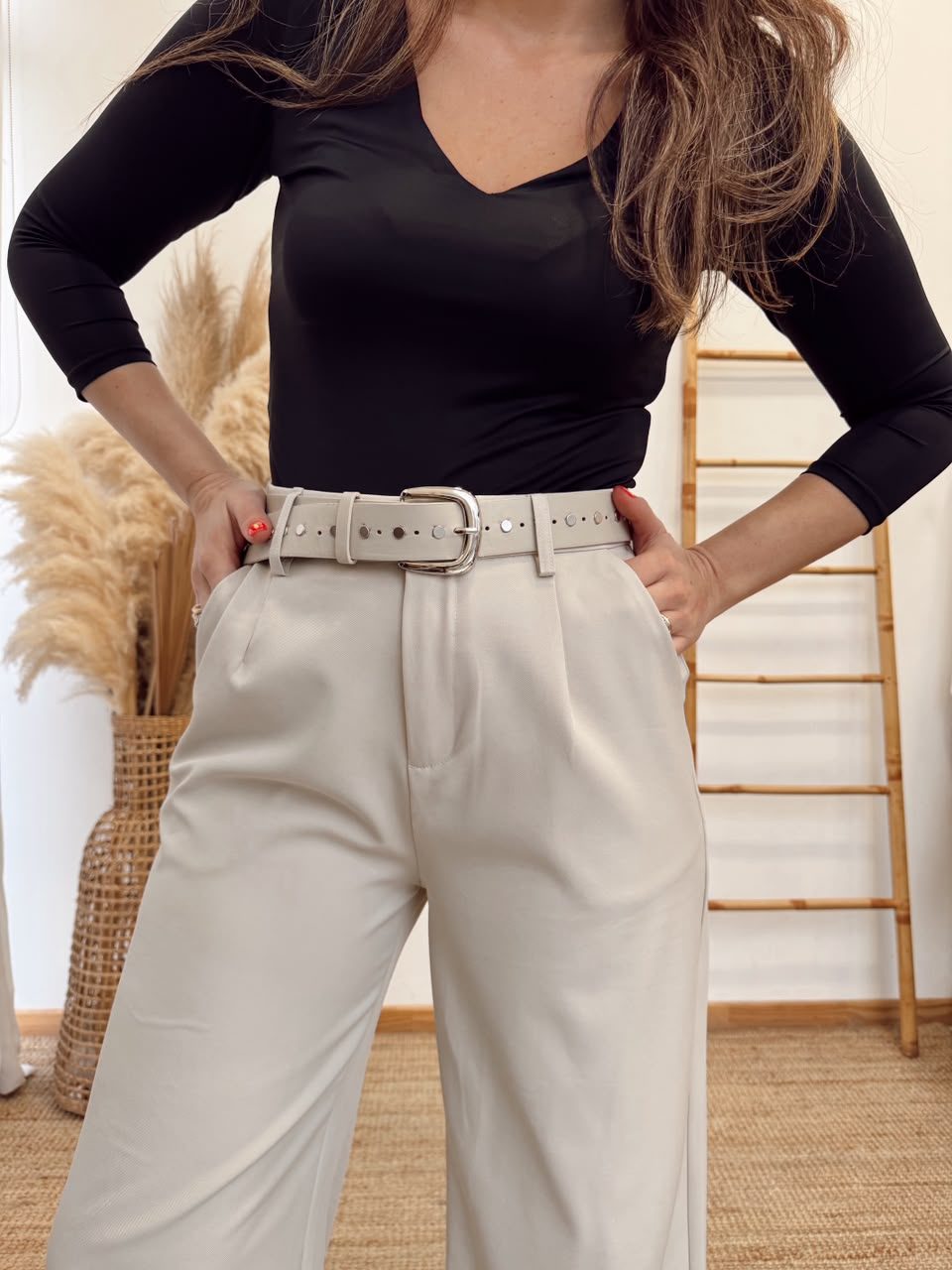 Pantalon Tela Con Pinzas