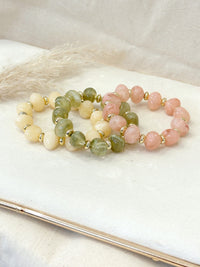 Pulsera elasticada Beige Dorada