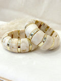 Pulsera resina elasticada Beige dorada