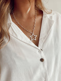 Collar Corto Plateado Estrella Contorno
