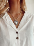 Collar Corto Plateado Corazon