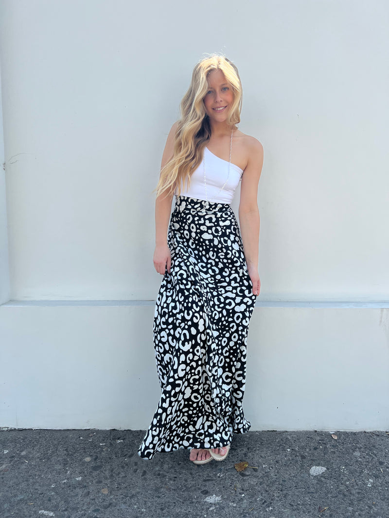 Falda Envolvente Print Negro/ Blanco