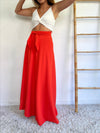 Falda envolvente ROJA ANARANJADA CREPE