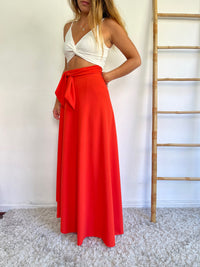 Falda envolvente ROJA ANARANJADA CREPE